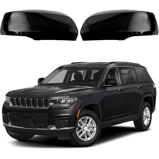Glossy Black Direct Replacement Mirror Cover for 2011- Jeep Grand Cherokee and 2011-2025 Dodge Durango, Directly Replace Style, Not Sticker Style
