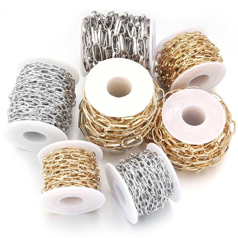 5Yards/Roll Aluminum Chains Necklace Chain Bulk Link Chains For Jewelry Making Connector DIY Bracelet Bags Chain Accessories