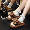 Bow Cotton Slippers Autumn and Winter Thick Bottom Non-slip Home Indoor Household Plush Warm Cotton Mop