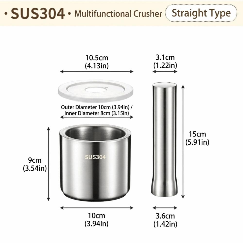 304 Stainless Steel Garlic Masher Sturdy Spice Grinder Kitchen Tools Mortar Pestle  Kitchen 01 straight S