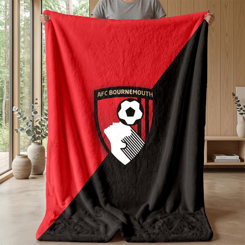 Bournemouth Football Print Flannel Blanket, Soft Warm Lightweight Throw Blanket for Sofa Bed Camping