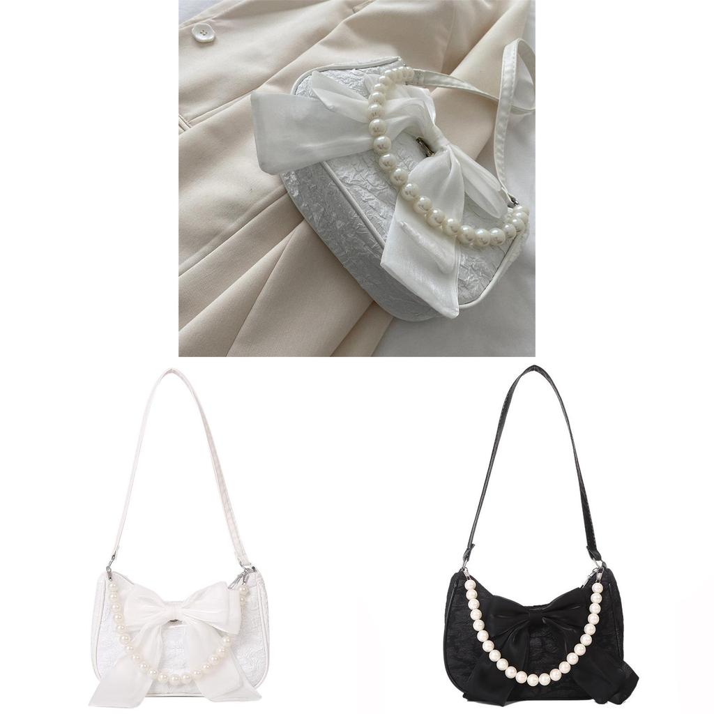 Street Style Ladies Mini Crossbody Bag With Pearl Embellishments And Zipper For Casual Outings