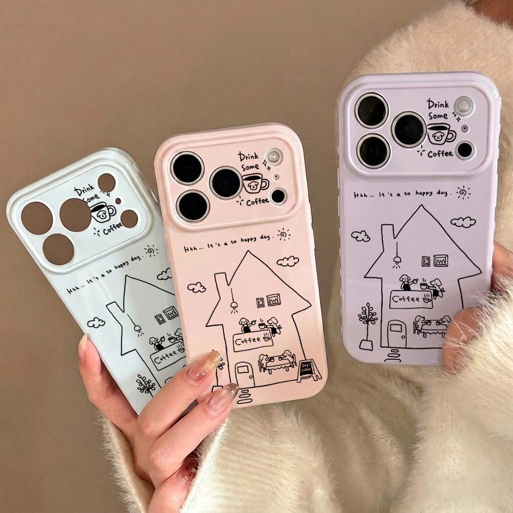Applicable iPhone16 Apple 17promax line puppy house phone case 15 creative 14 cartoon 13 soft case