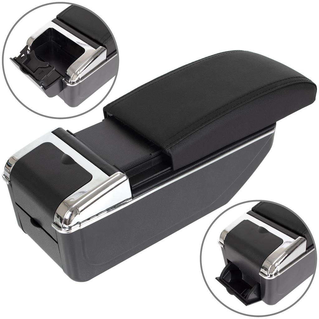 Hyundai I20 I 08-14 Armrest with Storage BLACK ECO LEATHER + Installation Kit