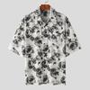 INCERUN Oversized Men Lapel Floral Printed Shirts Beach Holiday Tops