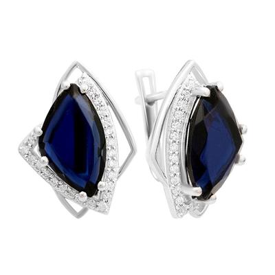 Silberohrringe mit Nano-Saphir von 5,803 ct und Zirkonia (2141075)