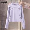 MJ STYLE Women's Slim-Fit Quick-Dry Ice Silk Long-Sleeve Sports T-Shirt