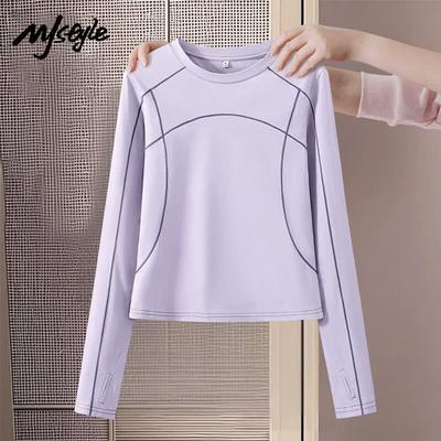 MJ STYLE Women's Slim-Fit Quick-Dry Ice Silk Long-Sleeve Sports T-Shirt