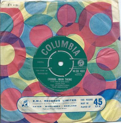 7inch Record INTERNATIONAL POP ORCHESTRA  Exodus  Main Theme 45DB4602 Columbia 1961 UK Pop Used