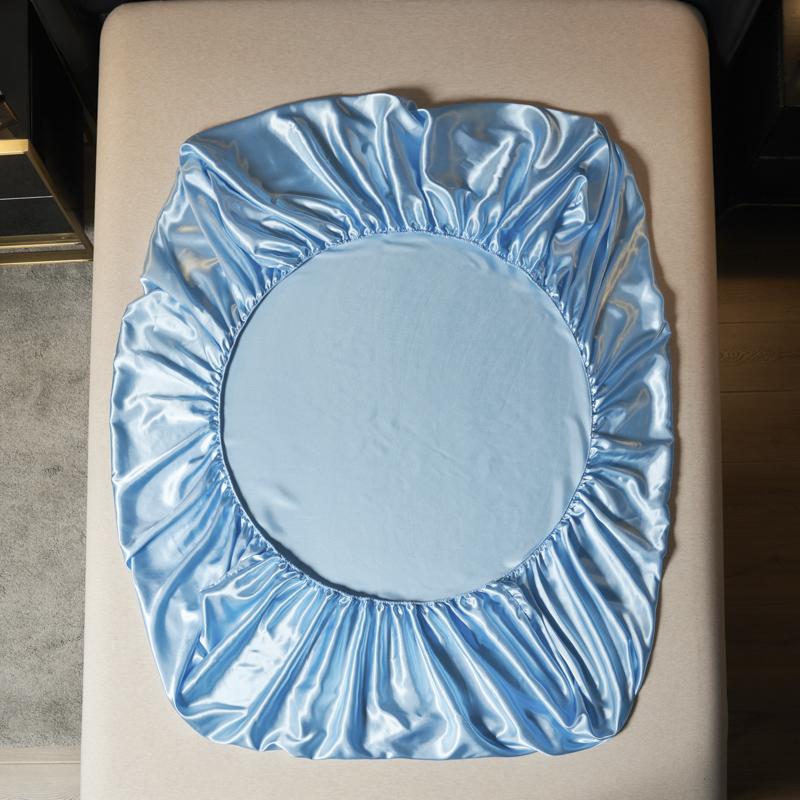 Light Premium Simulated Silk Satin Mattress Bedspread Single Piece Bed Cover Queen Mattress Protective Cover (No Pillowcases)