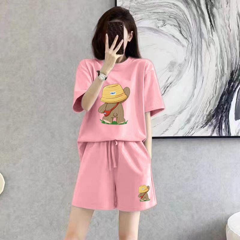 Damen Plus Size 2-teiliges Set Sommer Lässig Mode Kurzarm Shorts Set Reine Baumwolle Locker Sport Zweiteiler