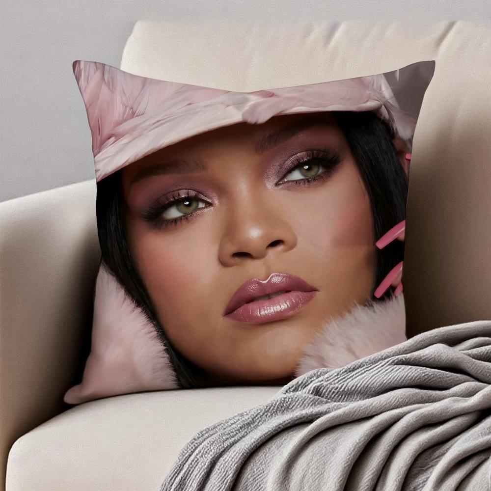 Bold RB Barbadian Singer RRihanna Cushion Cover Pillowcase Antidustmite Invisible Zipper Short Plush Sofa Cushion