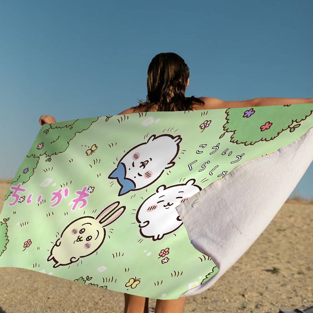 Cute Japanese C-Chiika-waE Usagi Microfiber Beach Towel Absorbent Quick Dry Soft Yoga Swimming Resort Mountain Climbing Towel