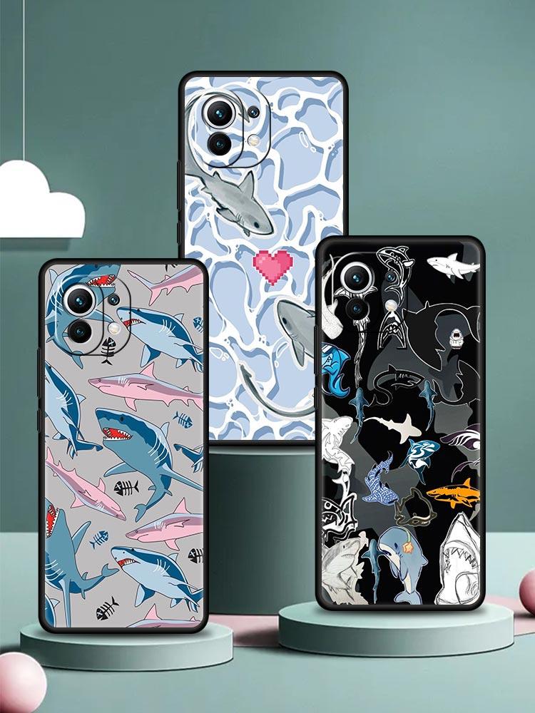 Seaside Sharks Pattern Phone Case Cover for Xiaomi Mi 17 15 14 13 12 11 Ultra 15T 14T 13T 12T 11T Pro Lite 5G Soft TPU Shell Bag