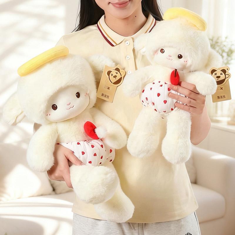 Lovely Angel Little Sheep Plush Toys Stuffed Cozy Cartoon Sheep Pulling Thread Toys Gentle Kids Appease Toys Girls Gift