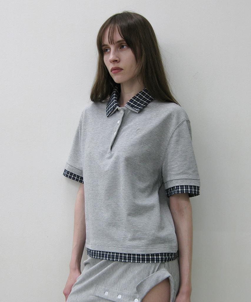 PARTIMENTO WOMEN Double Layered Polo Tee_Melange