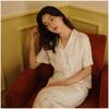 Spring and Autumn Human Cotton Satin Cardigan Pajamas Foreign Style Age Reduction Elegant Positioning Printed Loungewear Set