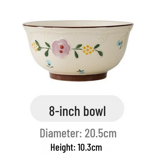 Japanese Ceramic Rice Bowl with Embossed Floral Design - Stylish Dinnerware for Soup and Rice
