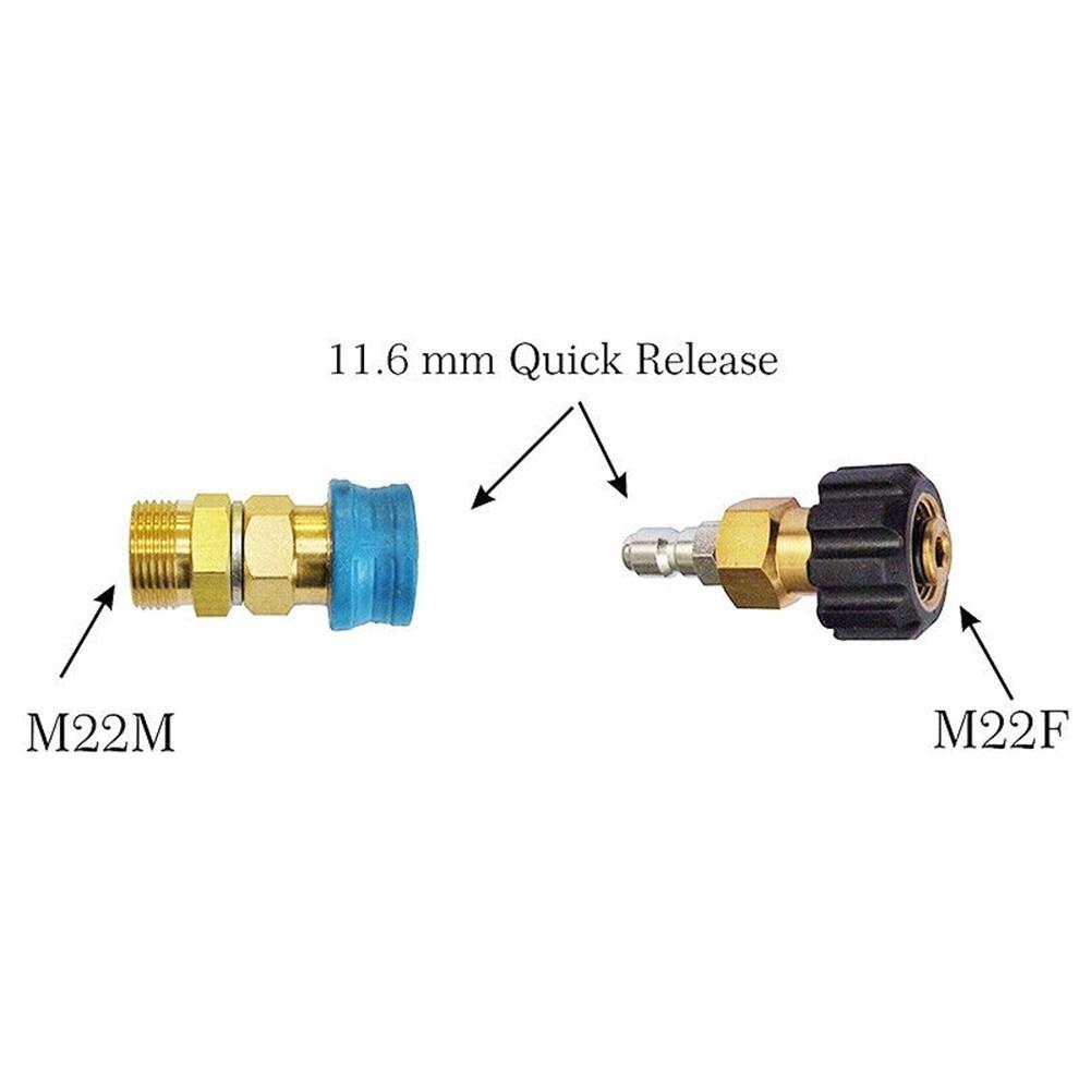 Schnellverschluss-Adapter für Hochdruckreiniger-Ausrüstung mit M22F M22M Gewindeunterstützung und 22mm 14mm Schlauchanschluss
