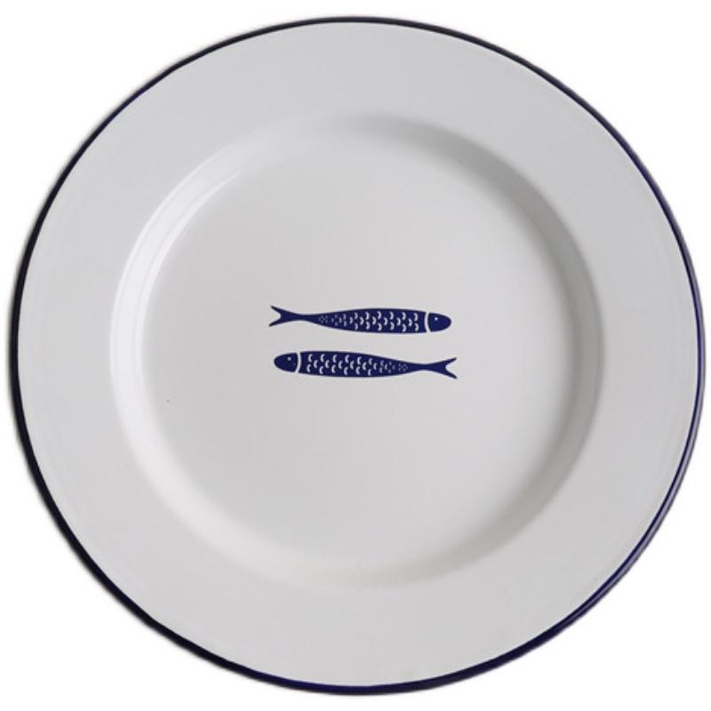 Enamel Chinese Block Series Enamel Thickened Enamel Fruit Plate Baked Rice Turnip Plate Dinner Plate Plate Dish