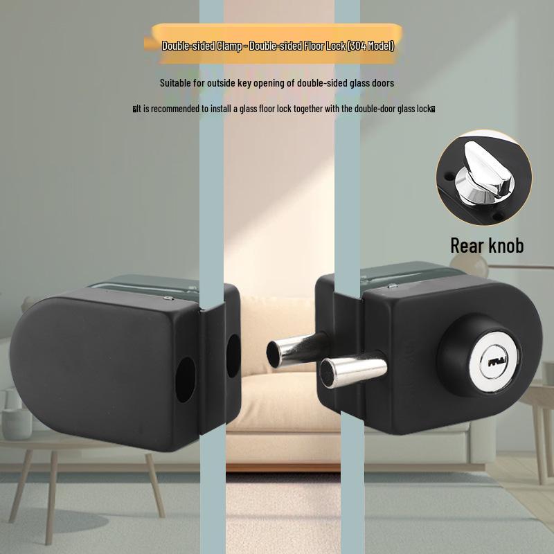 Frameless Glass Door Lock: U-shaped Hook & Round Lock for Single/Double Sliding Main or Office Doors