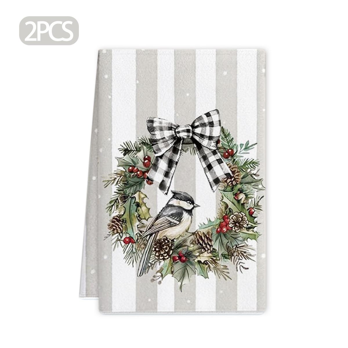 Рождественская зимняя тема, многоузорные салфетки, 2 шт., 66×45 см, кухонные абсорбирующие декоративные салфетки, праздничные тканевые полотенца со снеговиком и оленем 2pcs