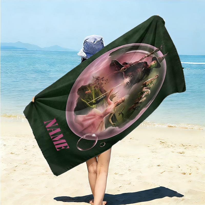Personalized Magic Transformation Beach Towel Microfiber Beach Towel Thin Absorbent for Beach Swimming Yoga Bath Sports. 0910259