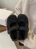 [Uncle Shoes] Woolen flat bottom round head French small fragrant wind Mao Mao shoes women's Mary Jane shoes 2025 autumn and winter cotton shoes women