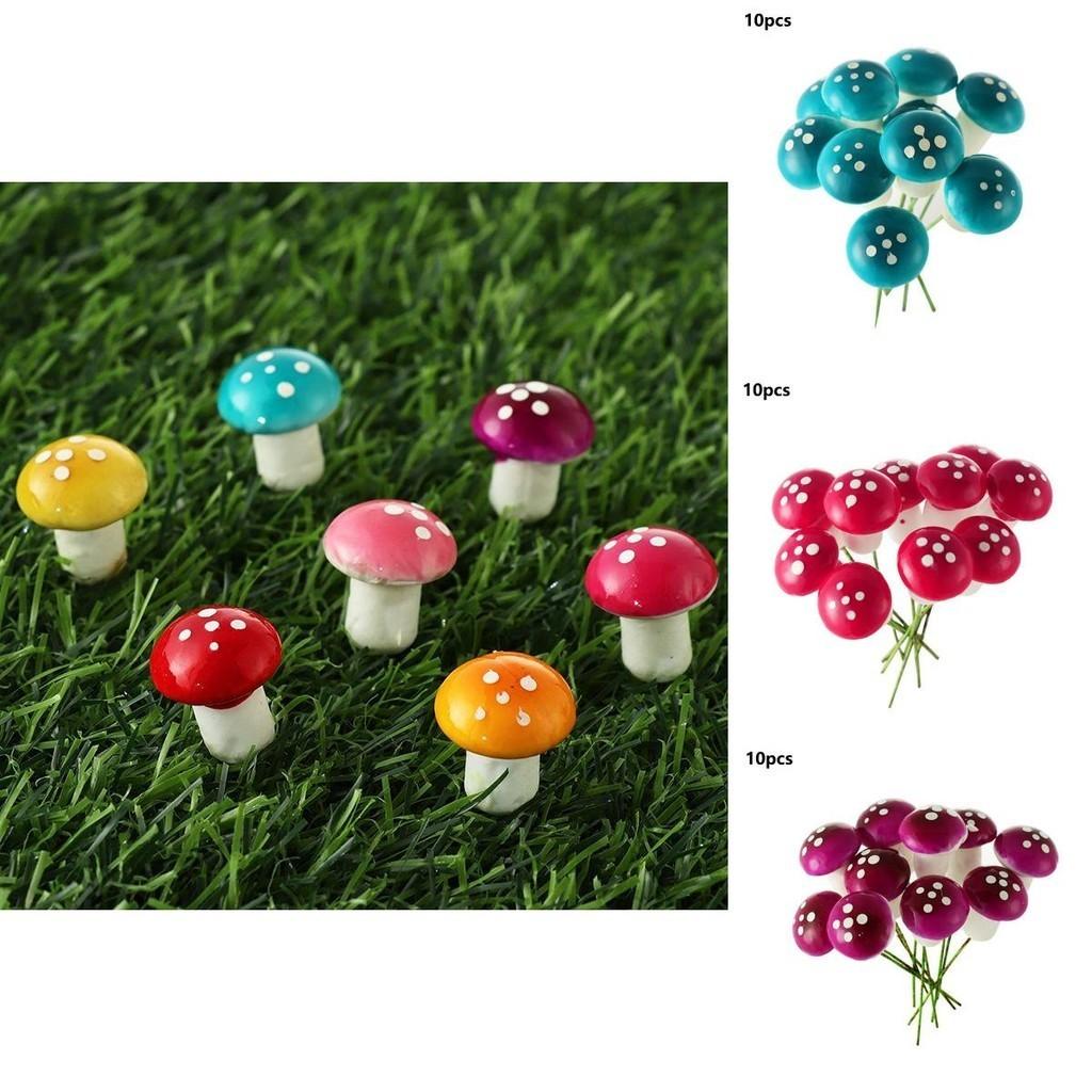 Vibrant Mini Colorful Mushroom Ornaments For Enchanting Dollhouse Garden Decor