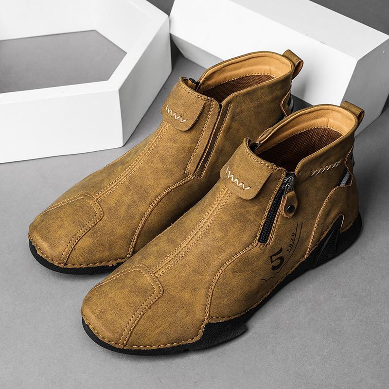 

Модные осенние кожаные повседневные кроссовки Octopus для мужчин, модные мужские высокие кеды, кожаные мокасины, удобные лоферы для мужчин 2025 48 коричневый