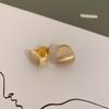 Silver needle hemisphere metal stud earrings Korea's new light luxury brushed design earrings fashion temperament earrings
