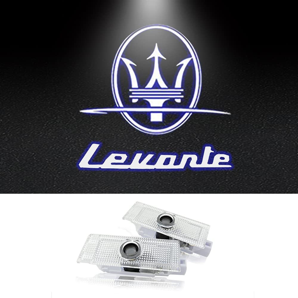 

Maserati Courtesy Laser Logo Door Welcome LED Logo Set of Compatible with Maserati Levante Lamp, Light, Light, Projection, 2, (2006, 2014-2021)