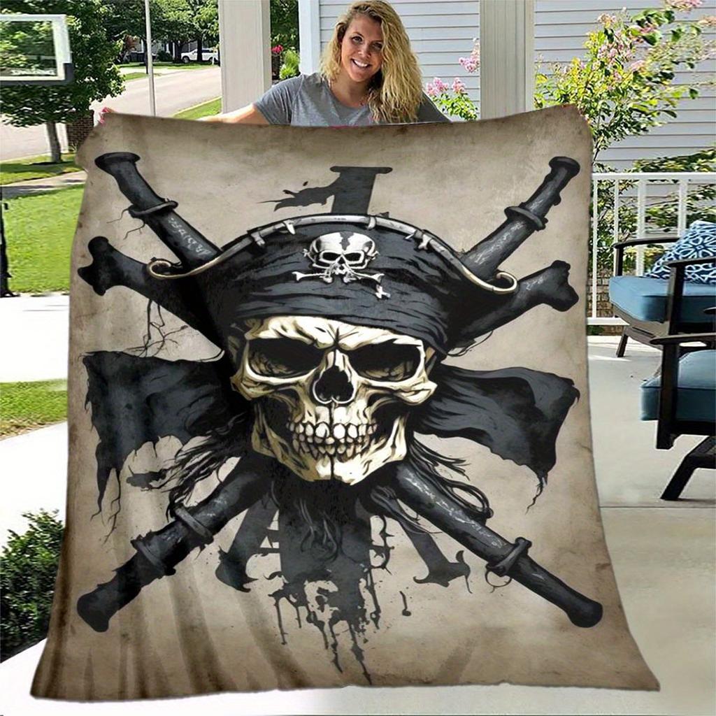 Piraten Totenkopf Aufdruck Decke Flanelldecke Leicht Weich Bequem Sofa Bettdecke Decke