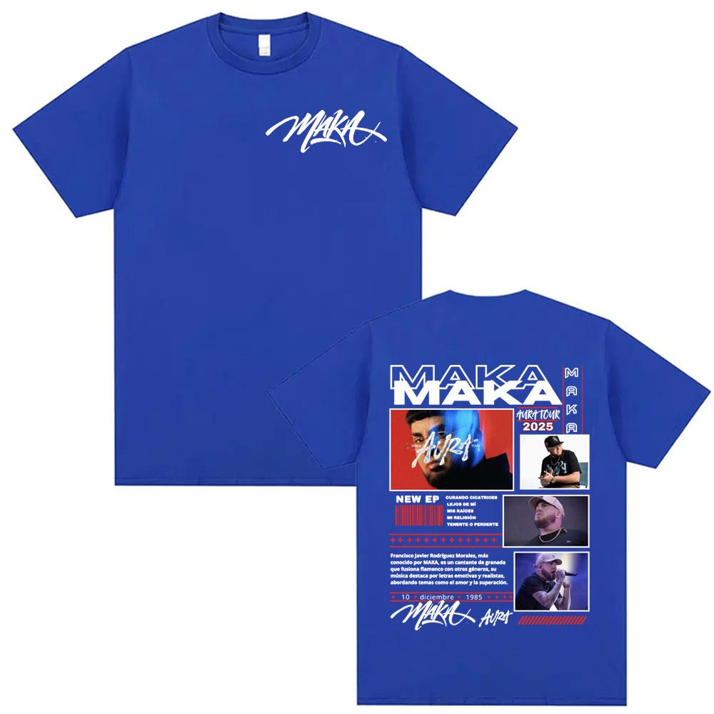 Rapper Maka Aura Tour Album 2025 T Shirts for Unisex Women Vintage Style Harajuku Street Tshirt Casual High Quality Cotton T Shirt