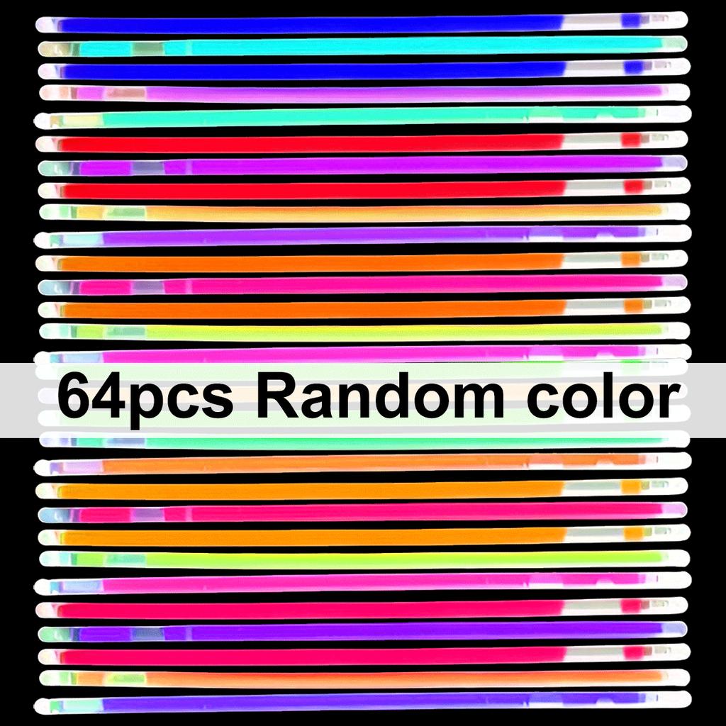 32/64pcs 8inch Colorful Glow Sticks with Connectors - Bulk Fluorescent Vibrant Party Supplies & Favors ZSY