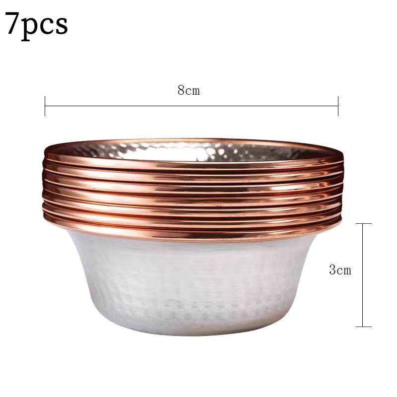 7pcs Pure Copper Tribute Bowl, Auspicious Hammer Stripe Tibetan Bowl 18cm Holy Water Cup Buddhist Home Saucer Desktop Decorative