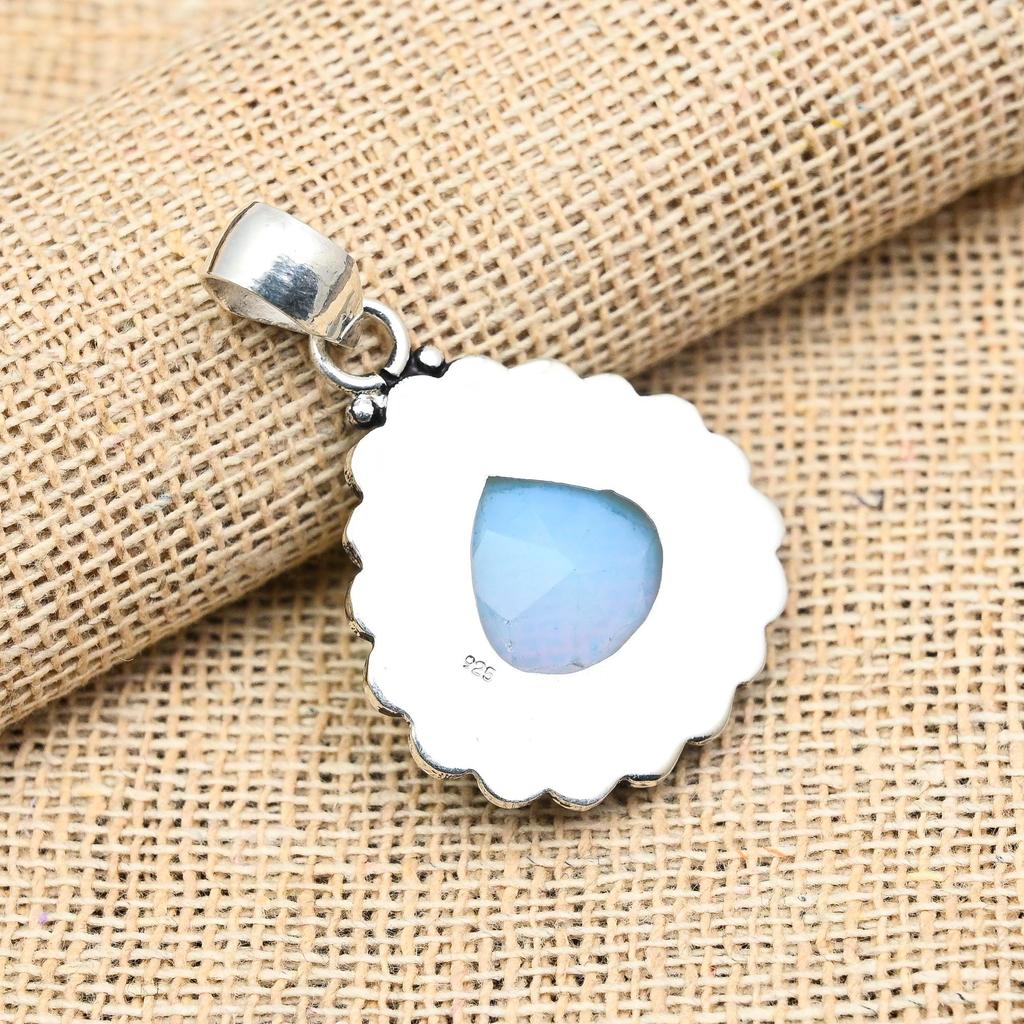 Pretty Milky Opal Gemstone 925 Solid Sterling Silver Handmade Jewelry Pendant For Women