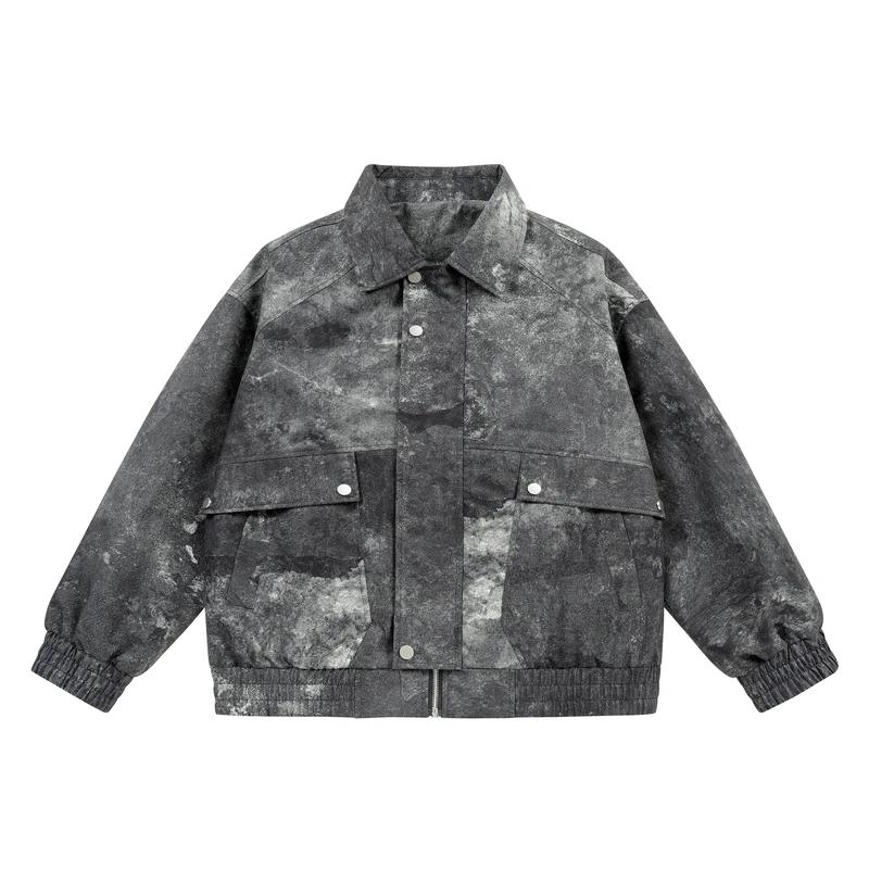 

Осенняя мужская повседневная куртка с воротником, устойчивым к маслу, мужская американская ретро-мода, высококачественное пальто, мужская уличная куртка XXL темно-синий