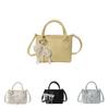 Womens Trendy Bucket Shoulder Bag With Artificial Pearl Bow Pendant For Everyday Use