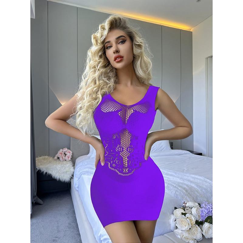 Sex Underwear Sexy Jacquard Mesh Hip Skirt One-body Hollow Perspective Suit