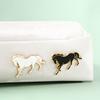Horse Brooch Chinese Style Enamel Pin Smooth Line Design Animal Pin Metal Edging Lightweight Suit Lapel Badge