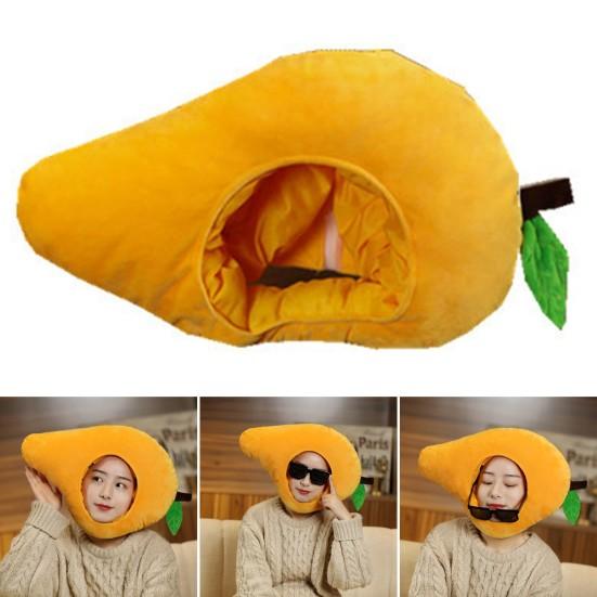 Mango Headgear Soft Simulation Fruit Hat Lovely Selfie Props Dress-up Headwear Cartoon Plush Hat Cosplay Costume Accessories Party Supplies