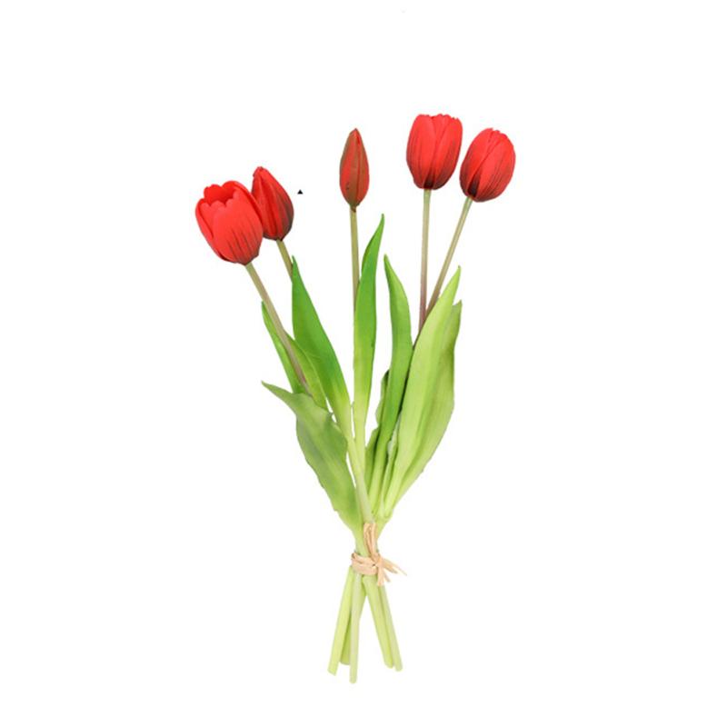5 Pcs Soft Rubber Artificial Tulip Bouquet Colorful Hand Tie Fake Flowers Decoration For Living
