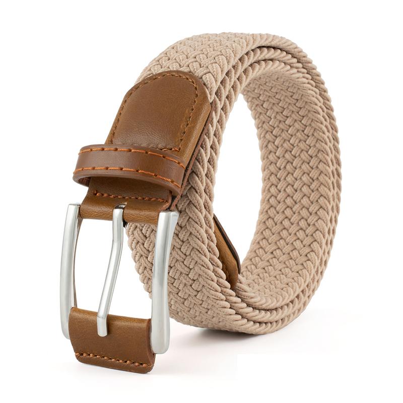 

Эластичный ремень для мужчин и женщин, повседневный ремень для джинсов, плетеный ремень, стальная пряжка жёлтый