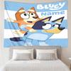 Custom Name Bluey Print Tapestry, Backdrop, Easy Setup, Ideal for Bedroom, Office & Living Room, with Aesthetic Wall Hanging Decor.