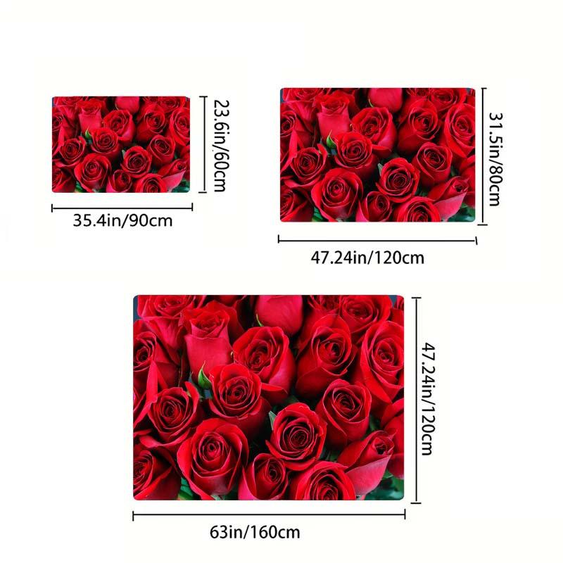 Red Rose Garden Rug - Vibrant Floral Design for Dining Room | Luxurious Indoor Carpet Anti Slip Carpet Can Be Machine Washed