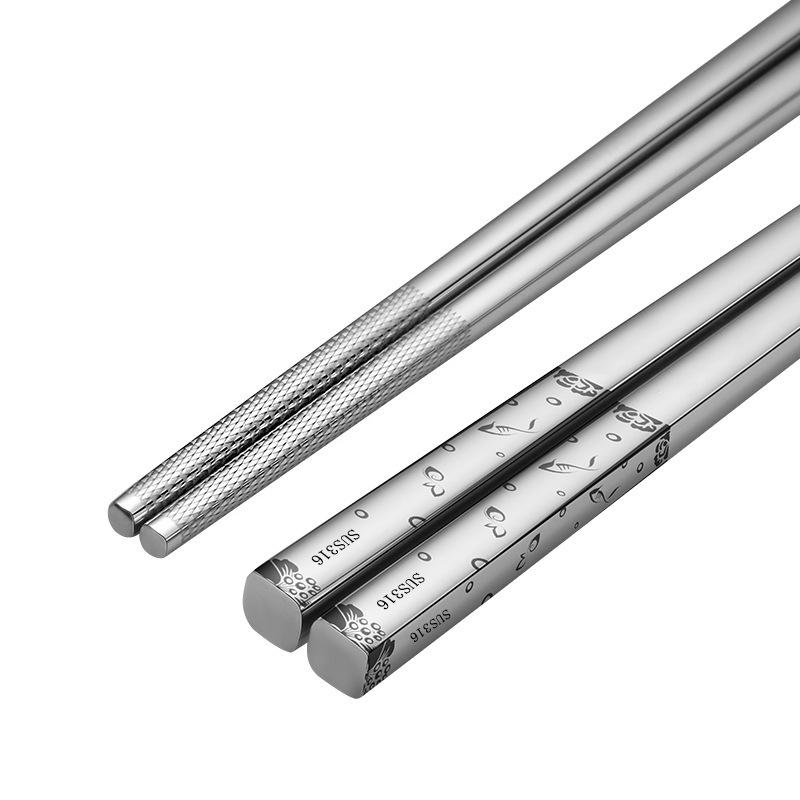 316 Stainless Steel Non-Slip Heat-Resistant Square Chopsticks