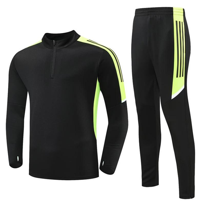 Warm Fleece-Lined Soccer Training Set Kids Adults Long Sleeve Football Jersey Uniform Sportswear