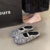 2025 Sommer neue Temperament Paillettenmules Einzelschuhe vielseitig silberne Taschenkopf halber Schlepp flache Sohle Mode coole Slipper Frauen