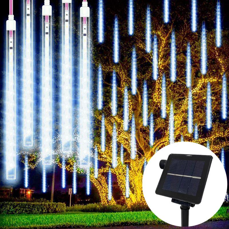 

8 Tubes LED Meteor Shower Lights Outdoor Solar Christmas Decoration Light String Fairy Lights Street Garden Yard Decoration Solar-30CM-8Tubes